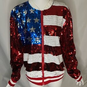Anna-Kaci Sequin American Flag Bomber Jacket and Shorts. Great costume, cosplay